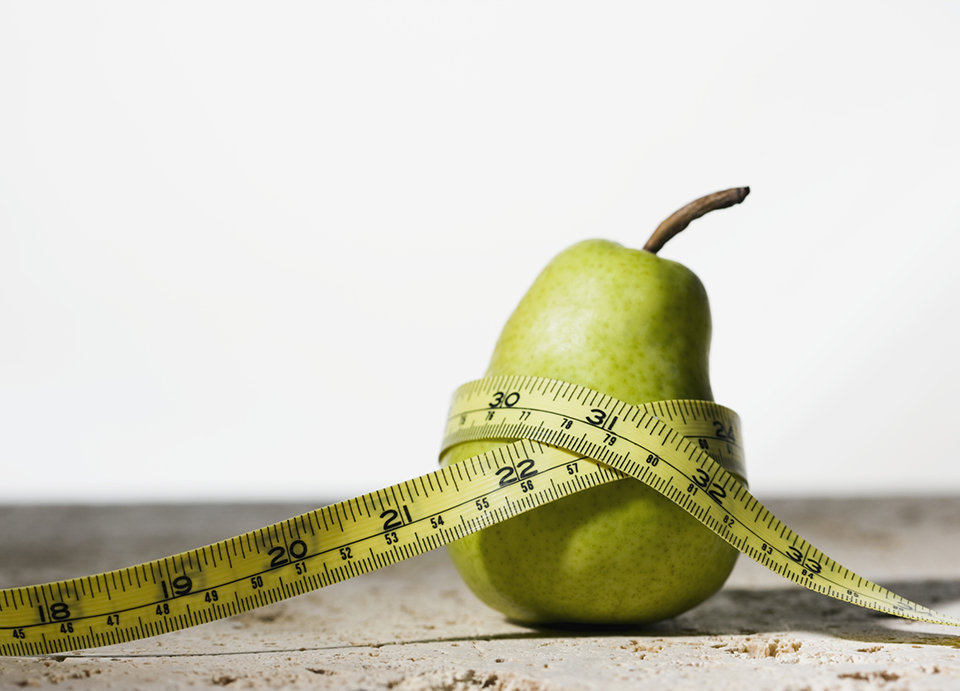 Pear with measuring tape
