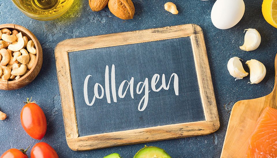 "collagen" written on a chalkboard