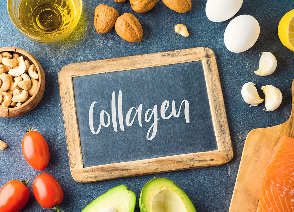 "collagen" written on a chalkboard