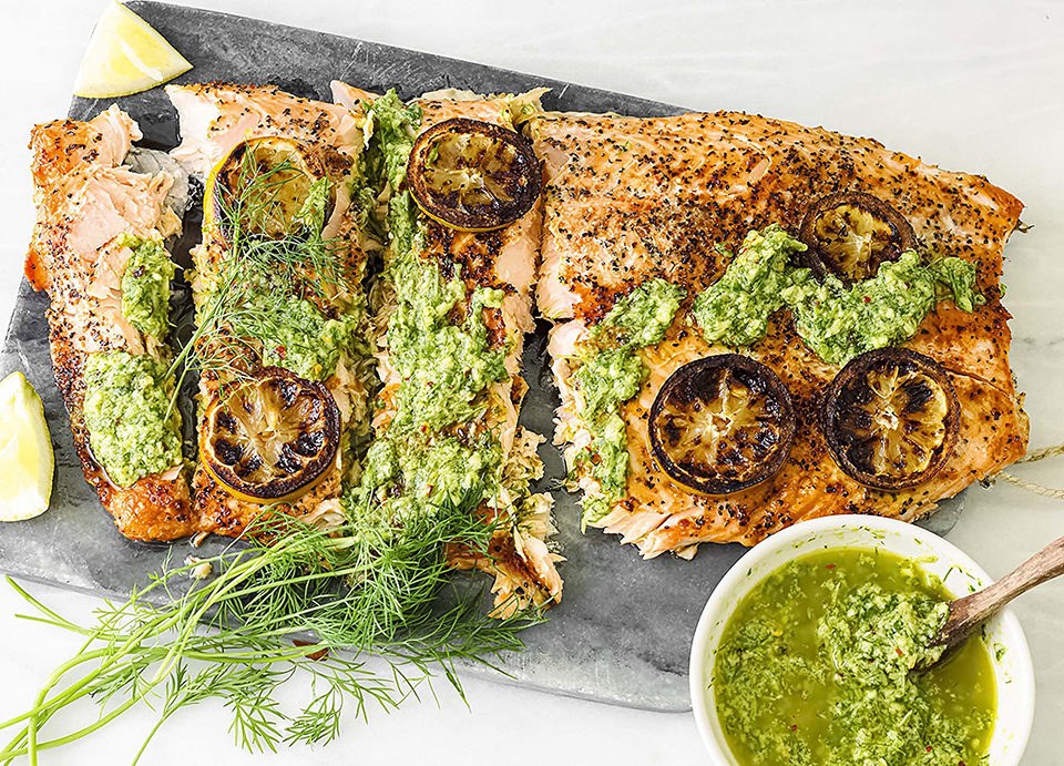 Baked Salmon with Argentinean Chimichurri sauce