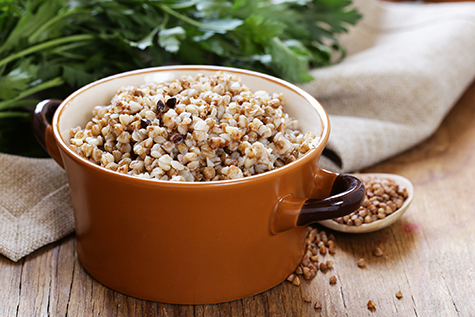 Natural organic buckwheat cereal. Boiled buckwheat porridge