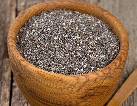 chia seeds on wooden surface