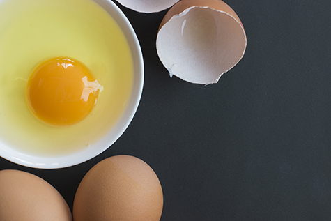 Prepared egg in white bowl