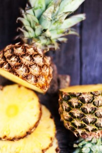 Pineapple tropical fruit or ananas with circle slices.
