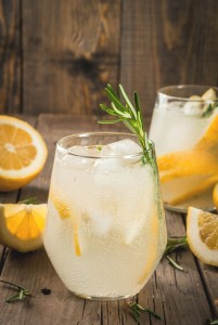 Tonic water with lemon and rosemary