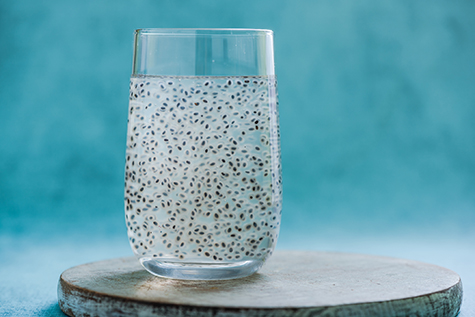 refreshing coconut water with basil seeds