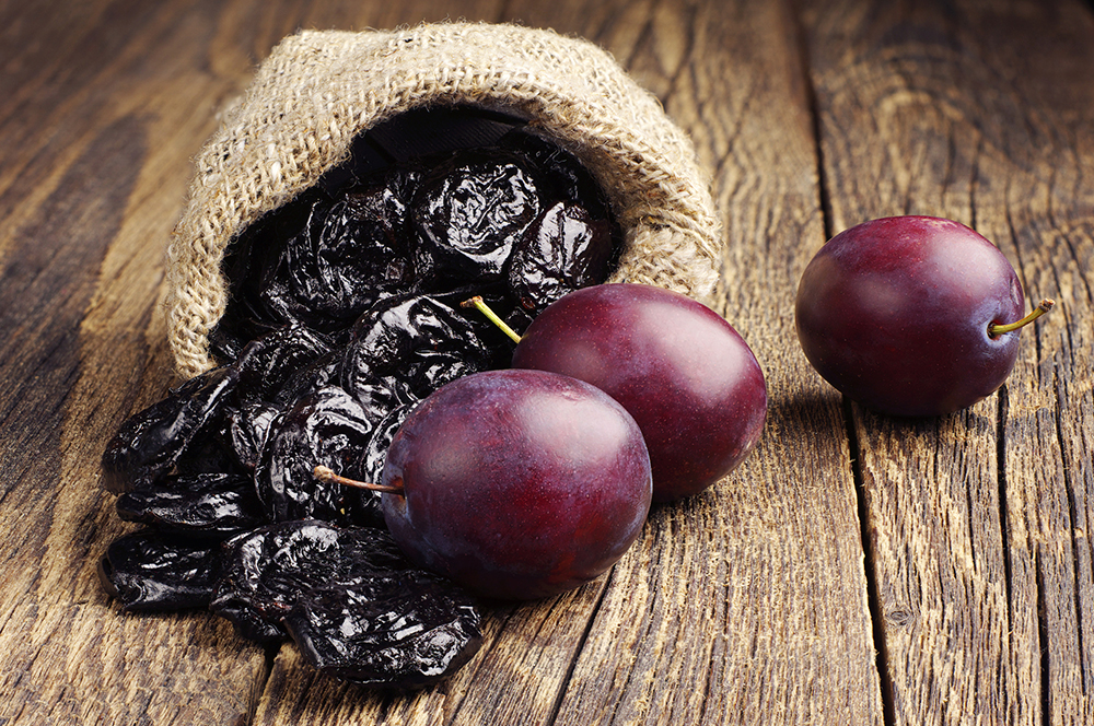 Prunes with plums in small sack