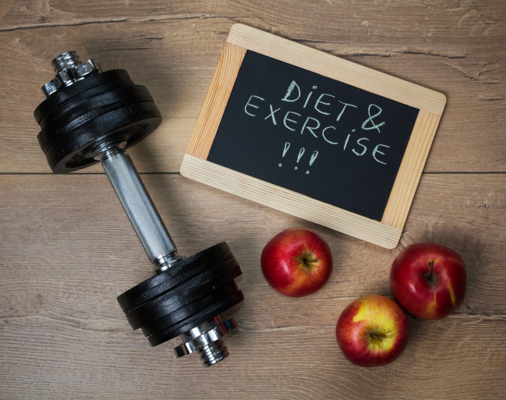 Diet and exercise concept.