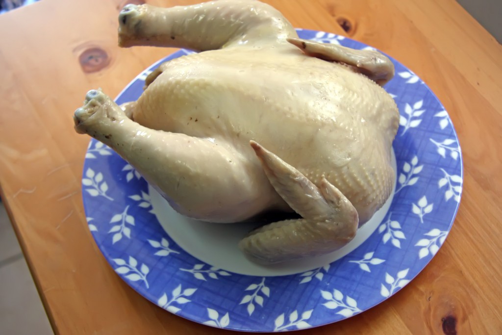 Whole boiled chicken