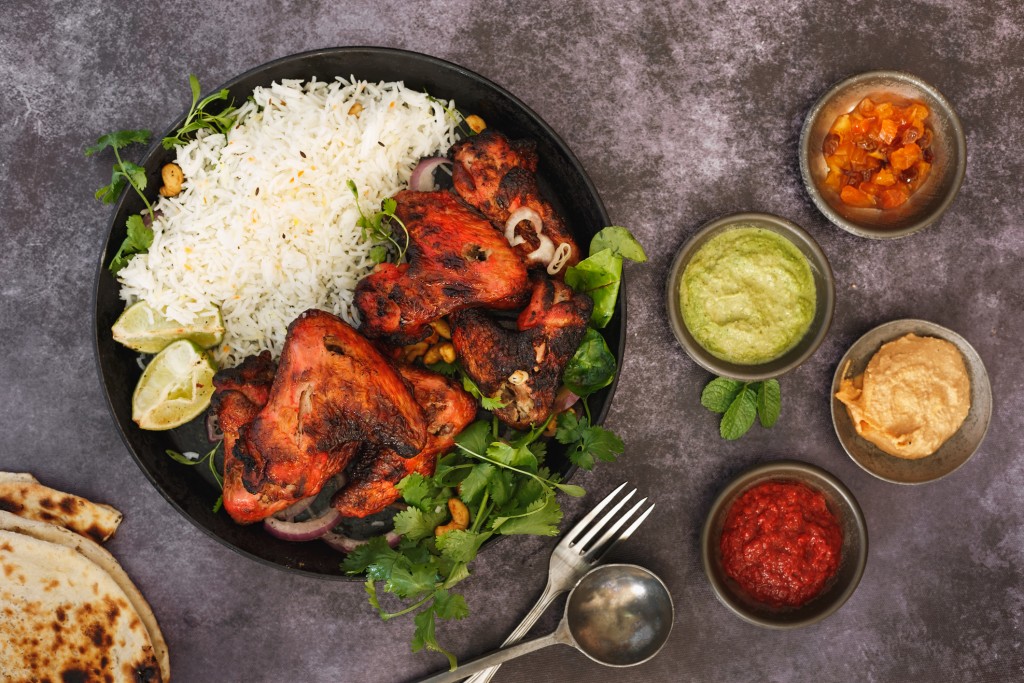 Indian Tandoori Chicken Wings And Sauces